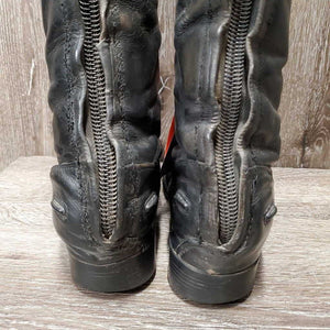 Field Boots, zips *fair, repaired, clean, v.torn, dry, stiff & cracks, faded, holey edges, rubs, scuffs