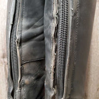 Field Boots, zips *fair, repaired, clean, v.torn, dry, stiff & cracks, faded, holey edges, rubs, scuffs

