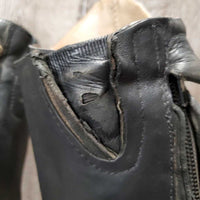 Field Boots, zips *fair, repaired, clean, v.torn, dry, stiff & cracks, faded, holey edges, rubs, scuffs
