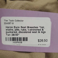 Euro Seat Breeches *fair, stains, pills, rubs, v.stretched & puckered, discolored seat & legs
