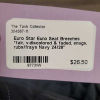 Euro Seat Breeches *fair, v.discolored & faded, snags, rubs/frays