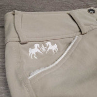 Hvy Euro Seat Breeches *fair, pocket rubs & frays, rubs, pills, v.stretched seat & seams