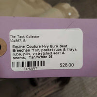 Hvy Euro Seat Breeches *fair, pocket rubs & frays, rubs, pills, v.stretched seat & seams