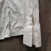 LS Show Shirt, snap collar *gc, older, pit stains, crinkled, seam puckers, dingy, puckers
