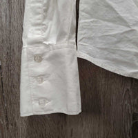 LS Show Shirt, snap collar *gc, dingy, v.crinkled, seam puckers, torn tab, older
