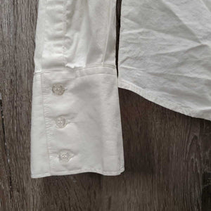 LS Show Shirt, snap collar *gc, dingy, v.crinkled, seam puckers, torn tab, older