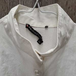 LS Show Shirt, snap collar *gc, dingy, v.crinkled, seam puckers, torn tab, older