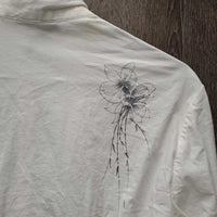 LS Show Shirt, snap collar *gc, dingy, v.crinkled, seam puckers, torn tab, older
