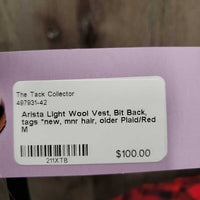 Light Wool Vest, Bit Back, tags *new, mnr hair, older
