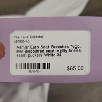 Euro Seat Breeches *vgc, mnr discolored seat, v.pilly knees, seam puckers
