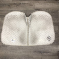 Quilt Profile Jumper Saddle Pad, "Foxtrail Farms" embroidery, piping *gc/fair, dingy, pilly mnr hair, stains, rubs, puckered
