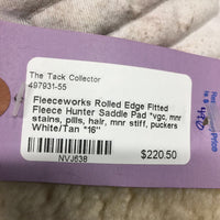 Rolled Edge Fitted Fleece Hunter Saddle Pad *vgc, mnr stains, pills, hair, mnr stiff, puckers
