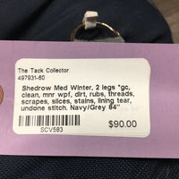 Med Winter Blanket, 2 legs *gc, clean, mnr wpf, dirt, rubs, threads, scrapes, slices, stains, lining tear, undone stitch.
