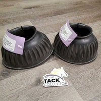 Ribbed Soft Rubber Bell Boots, velcro *gc/fair, faded, residue, older, hair, velcro: unstitched, curled edges