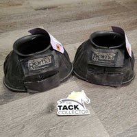 Ribbed Soft Rubber Bell Boots, velcro *gc/fair, faded, residue, older, hair, velcro: unstitched, curled edges