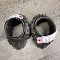 Ribbed Soft Rubber Bell Boots, velcro *gc/fair, faded, residue, older, hair, velcro: unstitched, curled edges