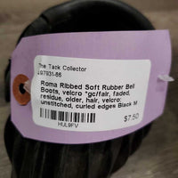 Ribbed Soft Rubber Bell Boots, velcro *gc/fair, faded, residue, older, hair, velcro: unstitched, curled edges
