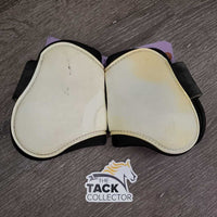 Pr Hind Boots, velcro *gc/fair, stains, clean & dirt/residue, older, discolored, rubs, scrapes, threads
