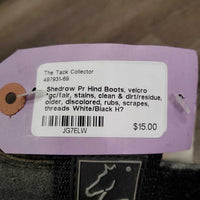 Pr Hind Boots, velcro *gc/fair, stains, clean & dirt/residue, older, discolored, rubs, scrapes, threads
