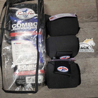 3 Exercise Stretchy Nylon & Fleece Leg Wraps, bag *vgc/xc, mnr hair