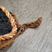 Crochet Ear Bonnet Fly Veil, piping *gc, hairy, inner stains, cut String, faded, curled edges
