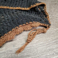 Crochet Ear Bonnet Fly Veil, piping *gc, hairy, inner stains, cut String, faded, curled edges