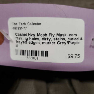Hvy Mesh Fly Mask, ears *fair, lg holes, dirty, stains, curled & frayed edges, marker