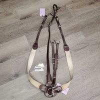 Leather & Elastic Breastplate, Running Martingale Attach, snaps *vgc, clean, mnr stains & dirt