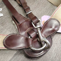 Leather & Elastic Breastplate, Running Martingale Attach, snaps *vgc, clean, mnr stains & dirt
