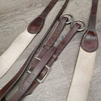 Leather & Elastic Breastplate, Running Martingale Attach, snaps *vgc, clean, mnr stains & dirt
