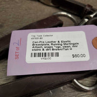 Leather & Elastic Breastplate, Running Martingale Attach, snaps *vgc, clean, mnr stains & dirt
