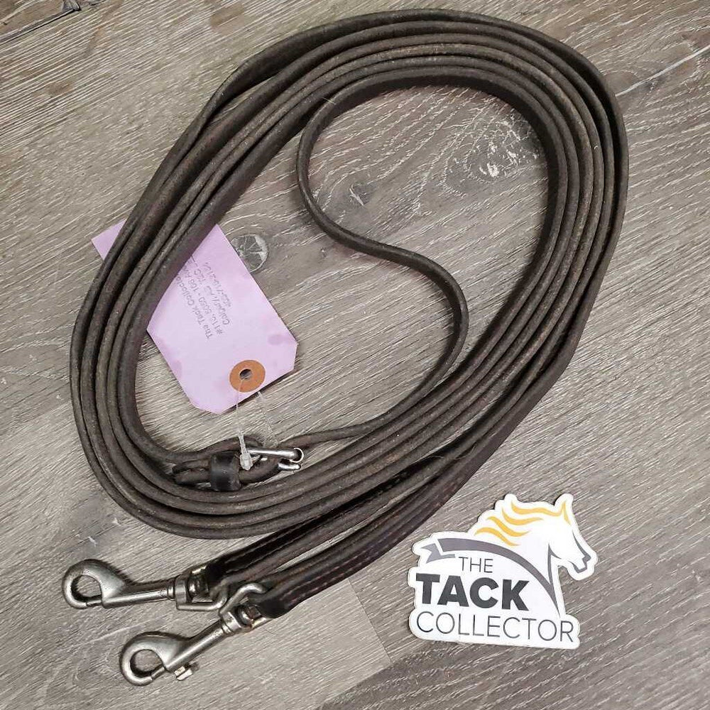 Narrow Soft Leather Draw Reins, snaps *gc, dirty, rubs, uneven