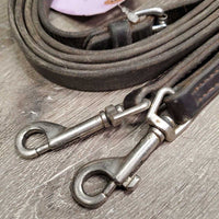 Narrow Soft Leather Draw Reins, snaps *gc, dirty, rubs, uneven