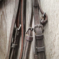 Soft Rsd Padded Bridle, Rubber Reins, Buckles *gc, NO Flash, clean, older, mnr dirt, rubs & film, repaired