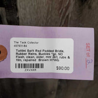 Soft Rsd Padded Bridle, Rubber Reins, Buckles *gc, NO Flash, clean, older, mnr dirt, rubs & film, repaired