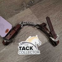 Leather & Chain Curb - Chin Strap, Tooled Buckles *gc, clean, mnr twist, dents, stains, MISSING screws
