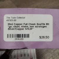 Med Copper Full Cheek Snaffle Bit *gc, clean, stains, mnr scratcges