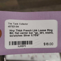 Hvy Thick French Link Loose Ring Bit, flat center bar *gc, dirt, stains, scratches
