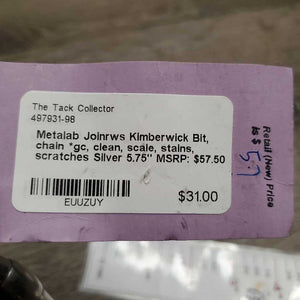 Joinrws Kimberwick Bit, chain *gc, clean, scale, stains, scratches