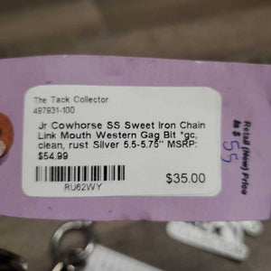 Jr Cowhorse SS Sweet Iron Chain Link Mouth Western Gag Bit *gc, clean, rust