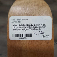 short bristle Dandy Brush * gc, dirty, bent bristles, hair, marker, scraped edges