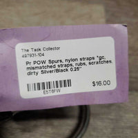 Pr POW Spurs, nylon straps *gc, mismatched straps, rubs, scratches, dirty
