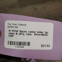 Pr POW Spurs, rubber sides *gc, clean & dirty, rubs