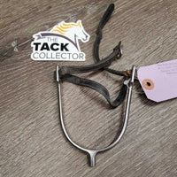 1 ONLY POW Spur, Narrow Leather Spur Strap *gc, clean & mnr dirt/residue, scratches, widened, cracked strap
