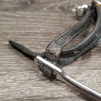 1 ONLY POW Spur, Narrow Leather Spur Strap *gc, clean & mnr dirt/residue, scratches, widened, cracked strap
