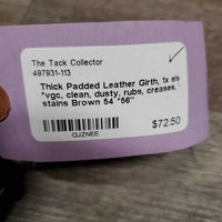 Thick Padded Leather Girth, 1x els *vgc, clean, dusty, rubs, creases, stains
