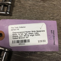 Nylon Web Neoprene Girth, 1x els *gc, clean, rubs, stains, mnr dirt & edge holes, faded
