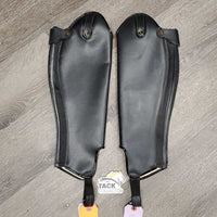 Hvy Leather Half Chaps, Back Zip *vgc/gc, clean & mnr dirt, stains & faded
