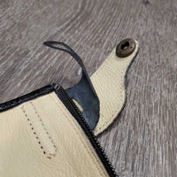 Hvy Leather Half Chaps, Back Zip *vgc/gc, clean & mnr dirt, stains & faded
