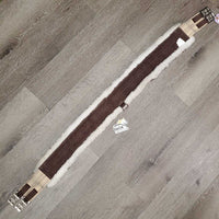 Nylon Web & Fleece Lined Girth, 2x els, D Ring *gc, dirty?stains, hairy, mnr edge rubs